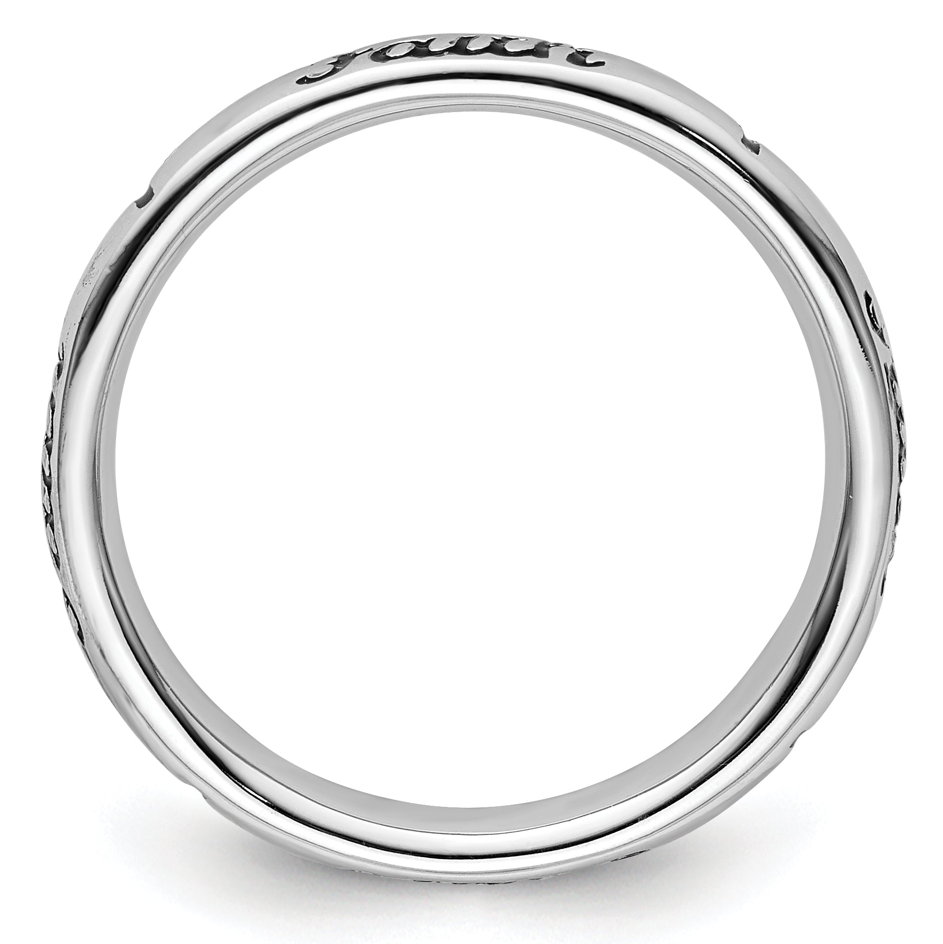 Sterling Silver Stackable Expressions Black Enamel Faith Ring Secondary image