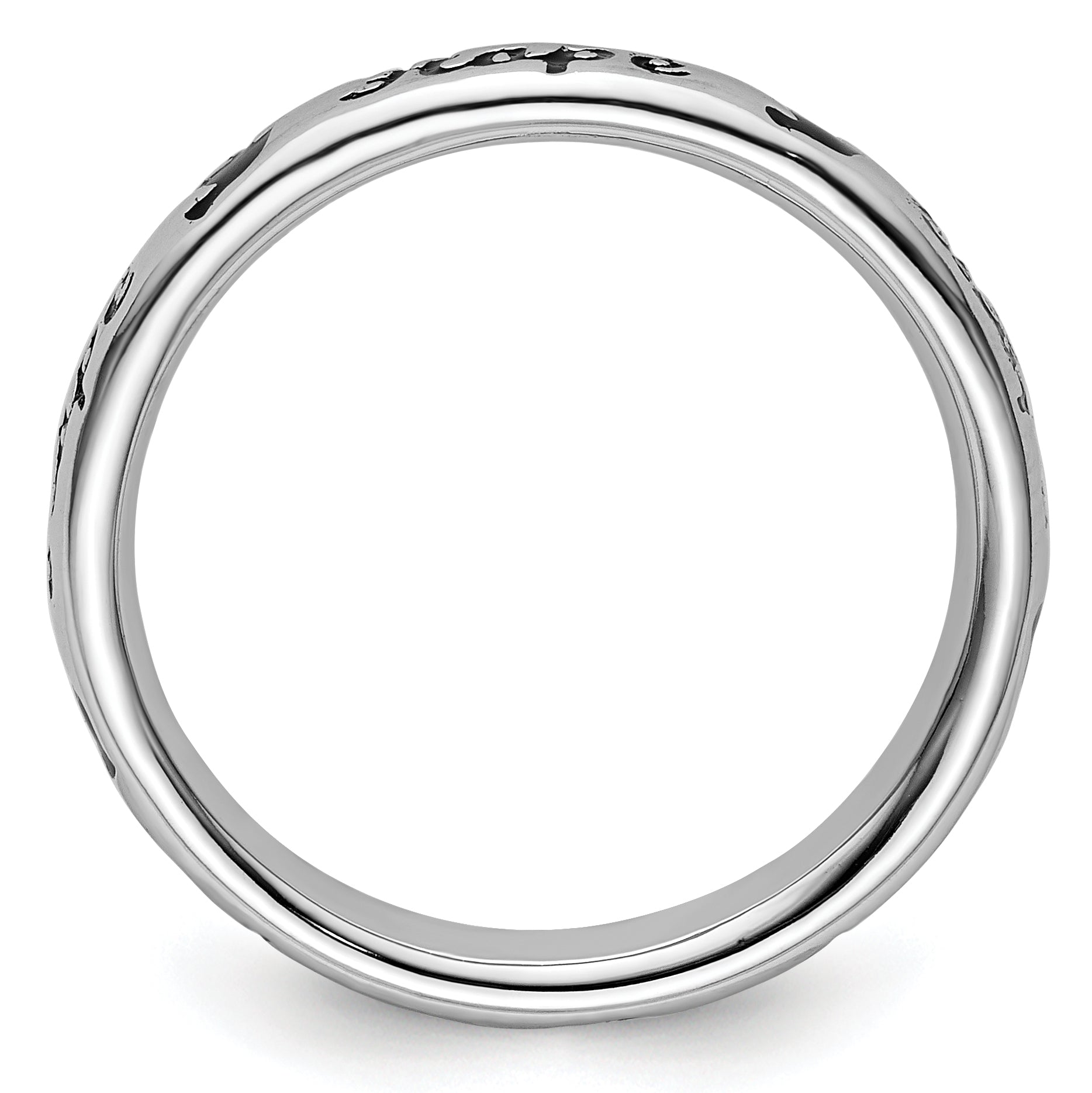 Sterling Silver Stackable Expressions Black Enamel Hope Ring Secondary image