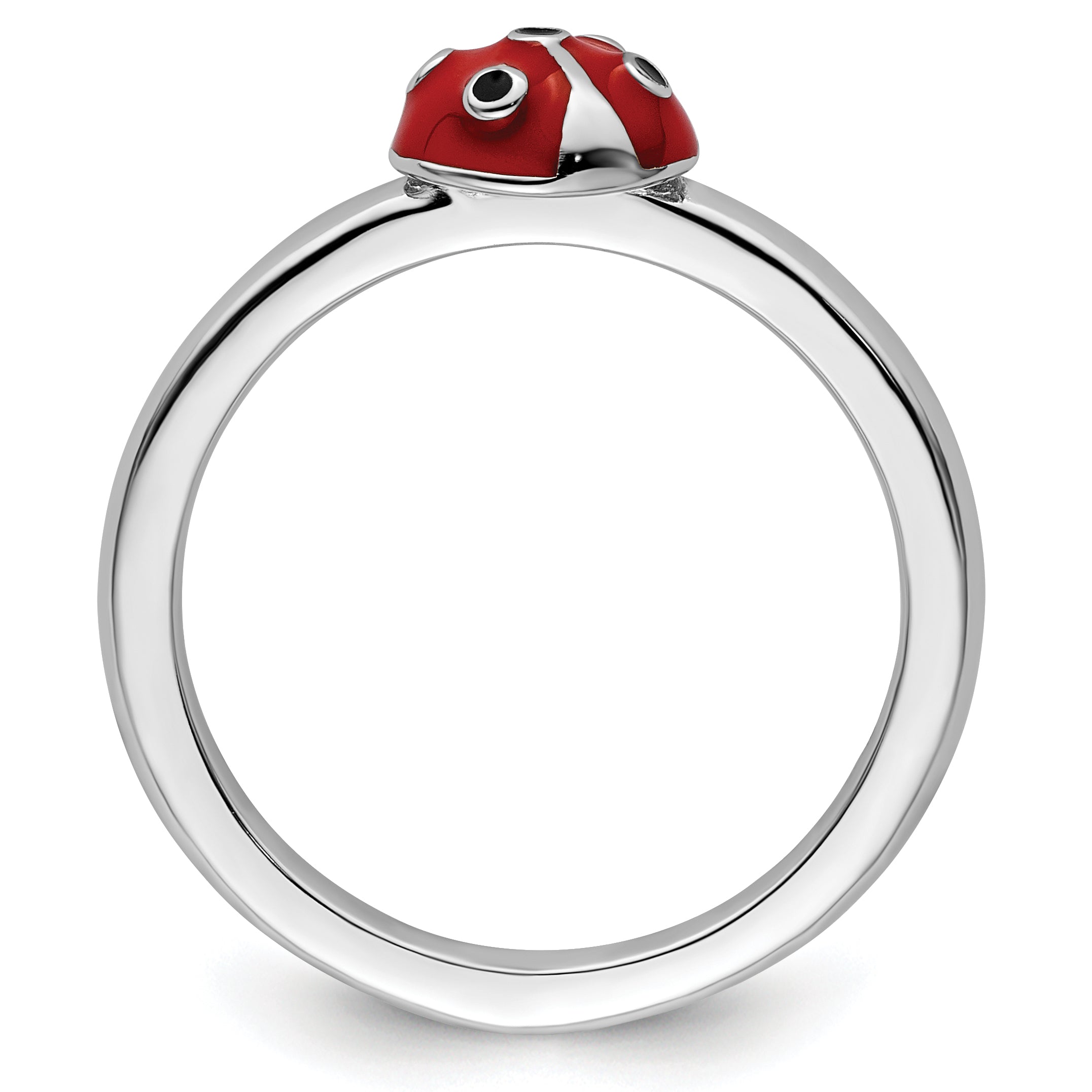Sterling Silver Stackable Expressions Red/Black Enamel Ladybug Ring Secondary image