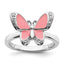Sterling Silver Stackable Expressions Pink Enamel Butterfly Ring