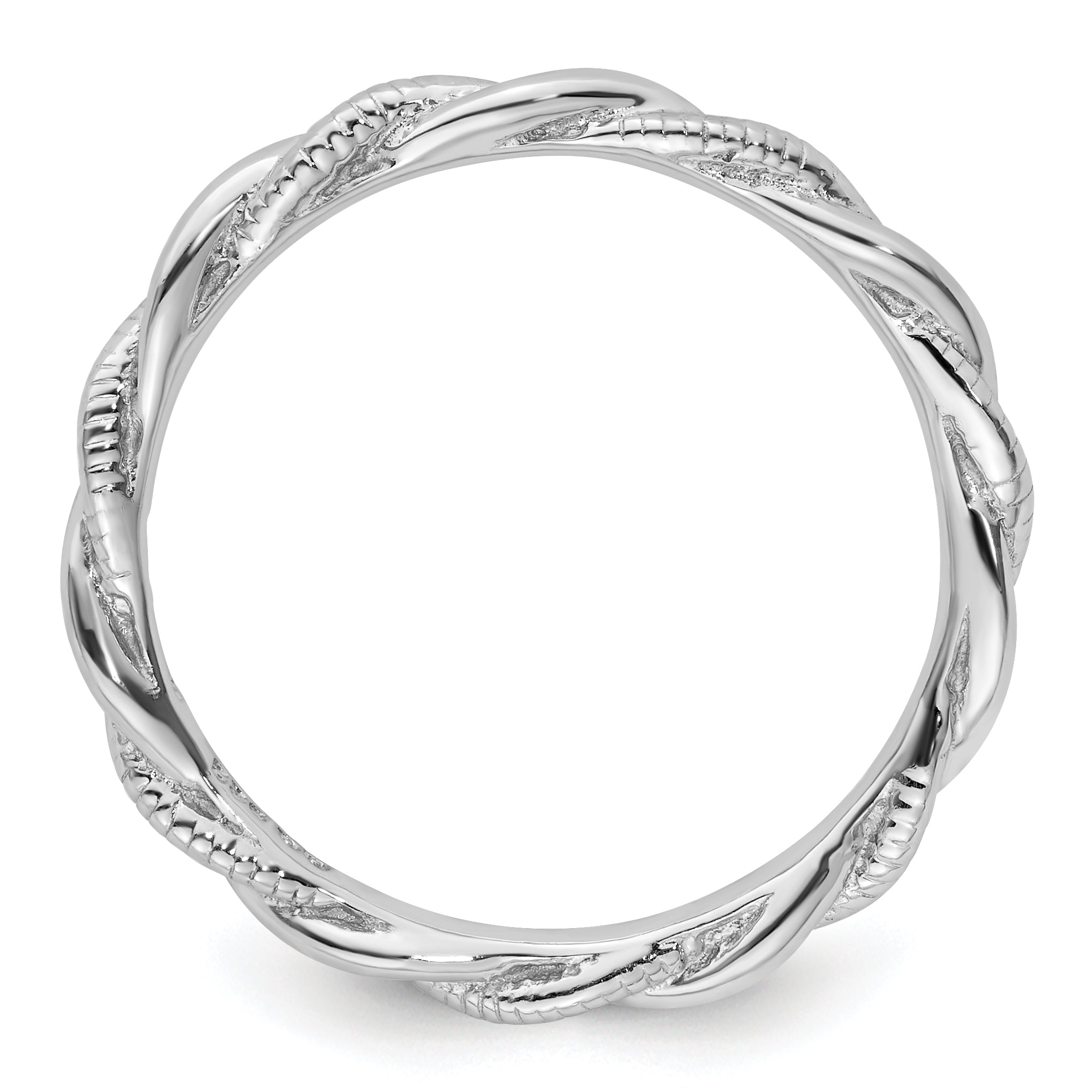 Sterling Silver Stackable Expressions Rhodium-plated Twist Ring Secondary image