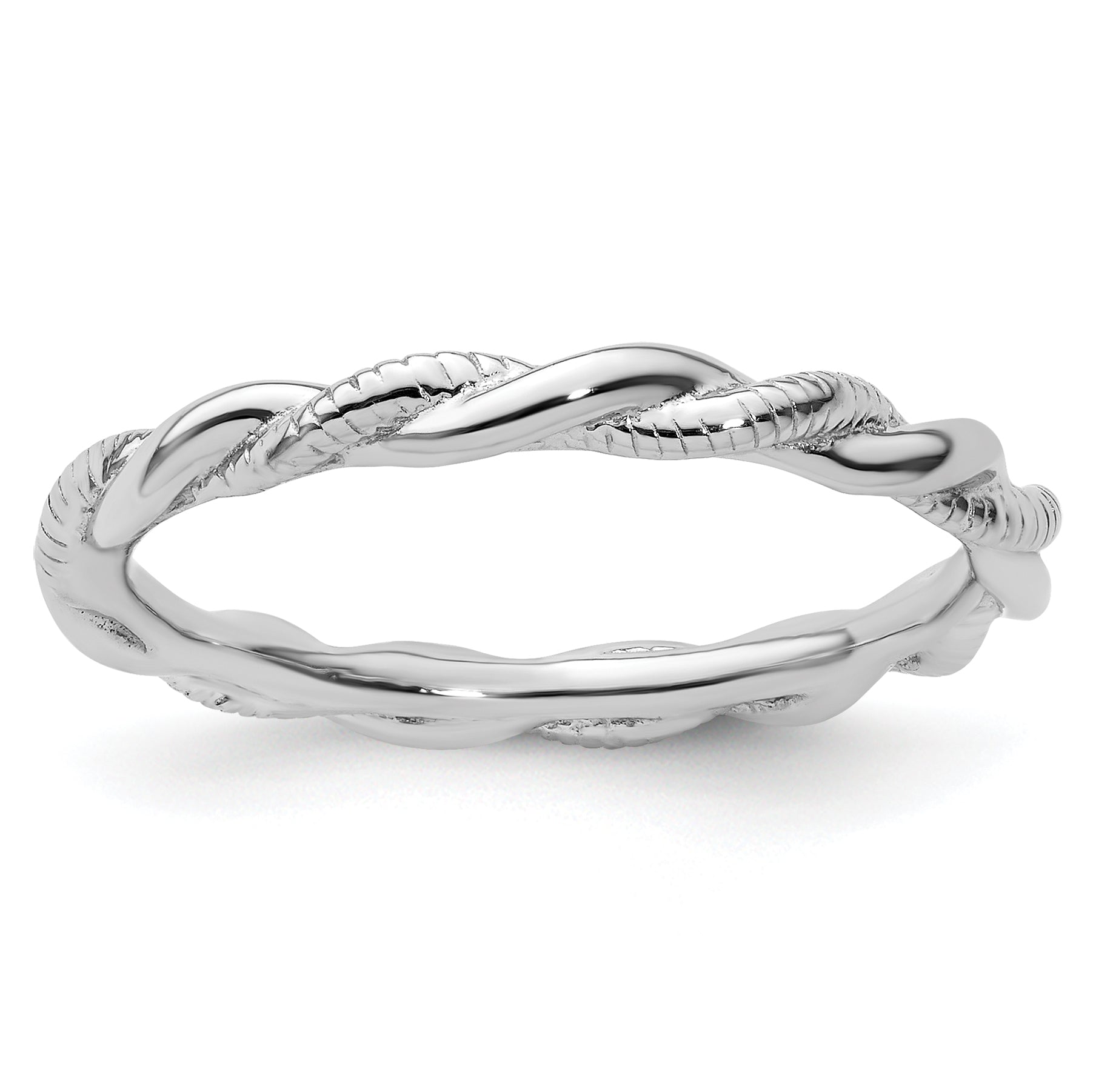 Sterling Silver Stackable Expressions Rhodium-plated Twist Ring Main image