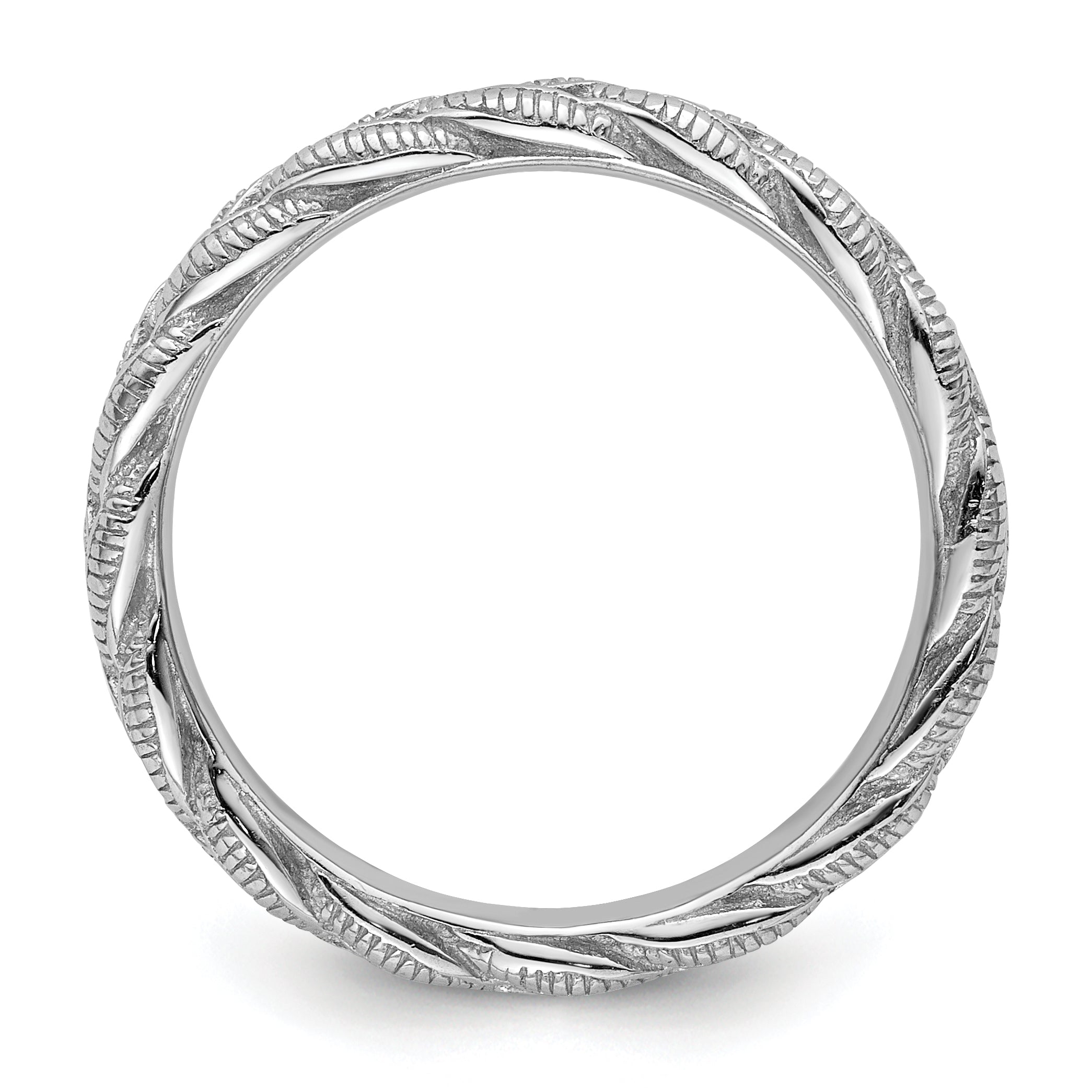 Sterling Silver Stackable Expressions Rhodium-plated Twist Ring Secondary image