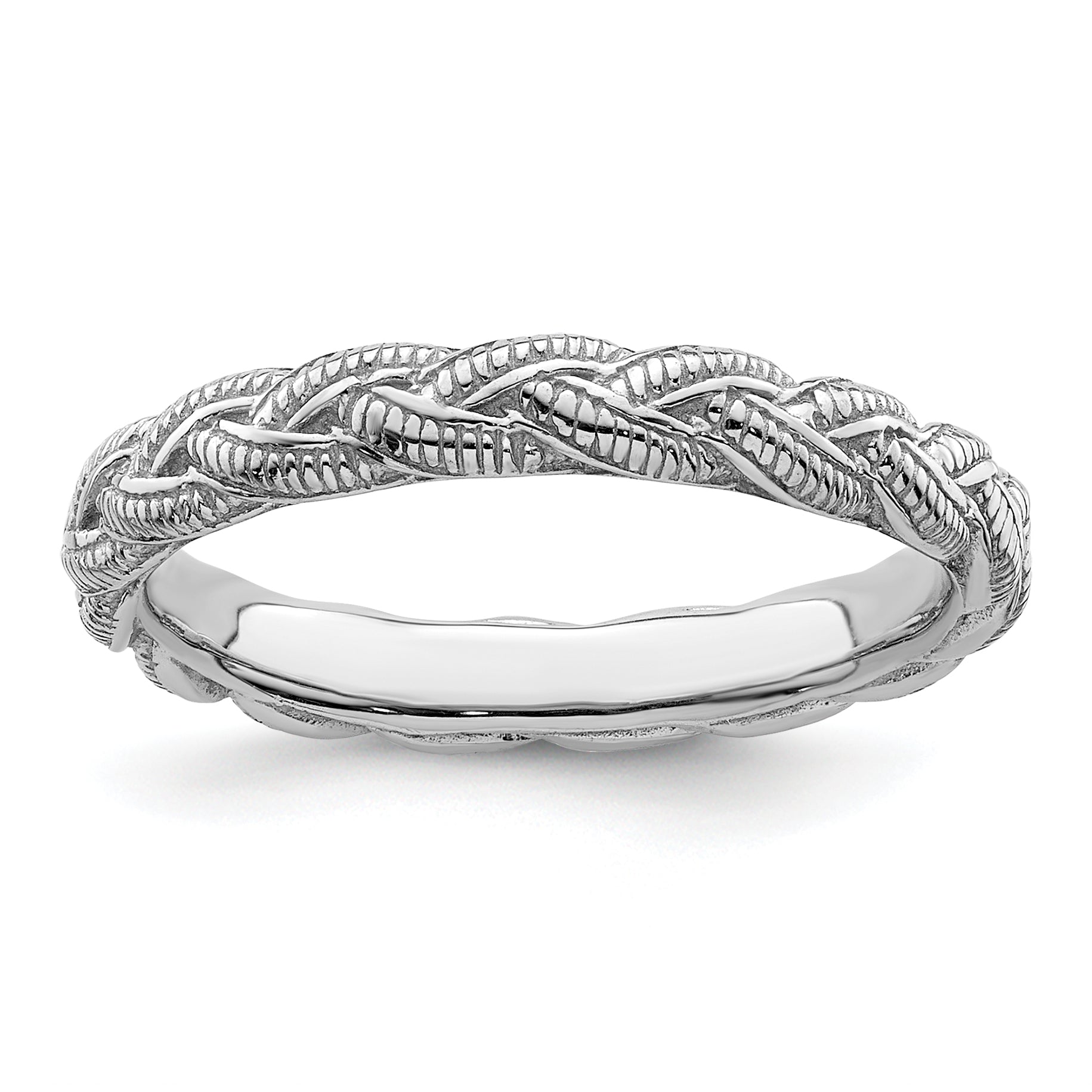Sterling Silver Stackable Expressions Rhodium-plated Twist Ring Main image