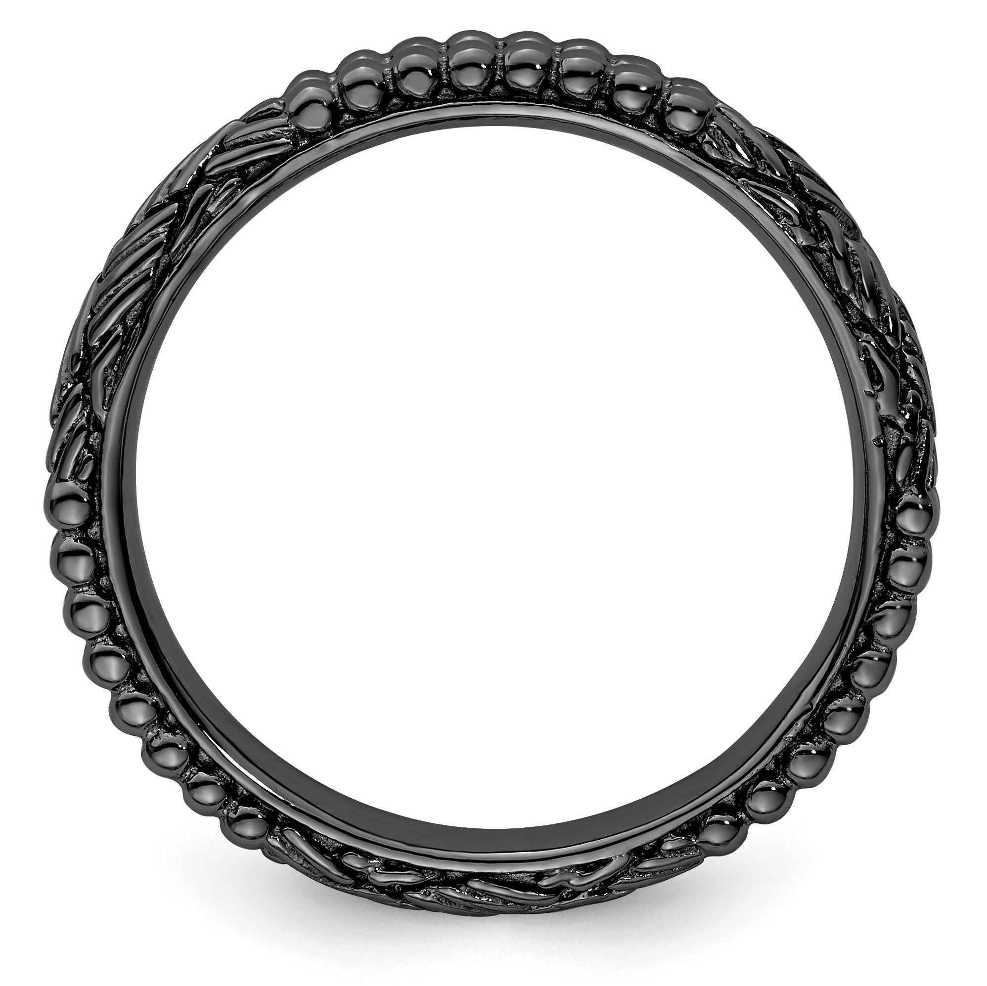 Sterling Silver Stackable Expressions Ruthenium-plated Patterned Ring Secondary image