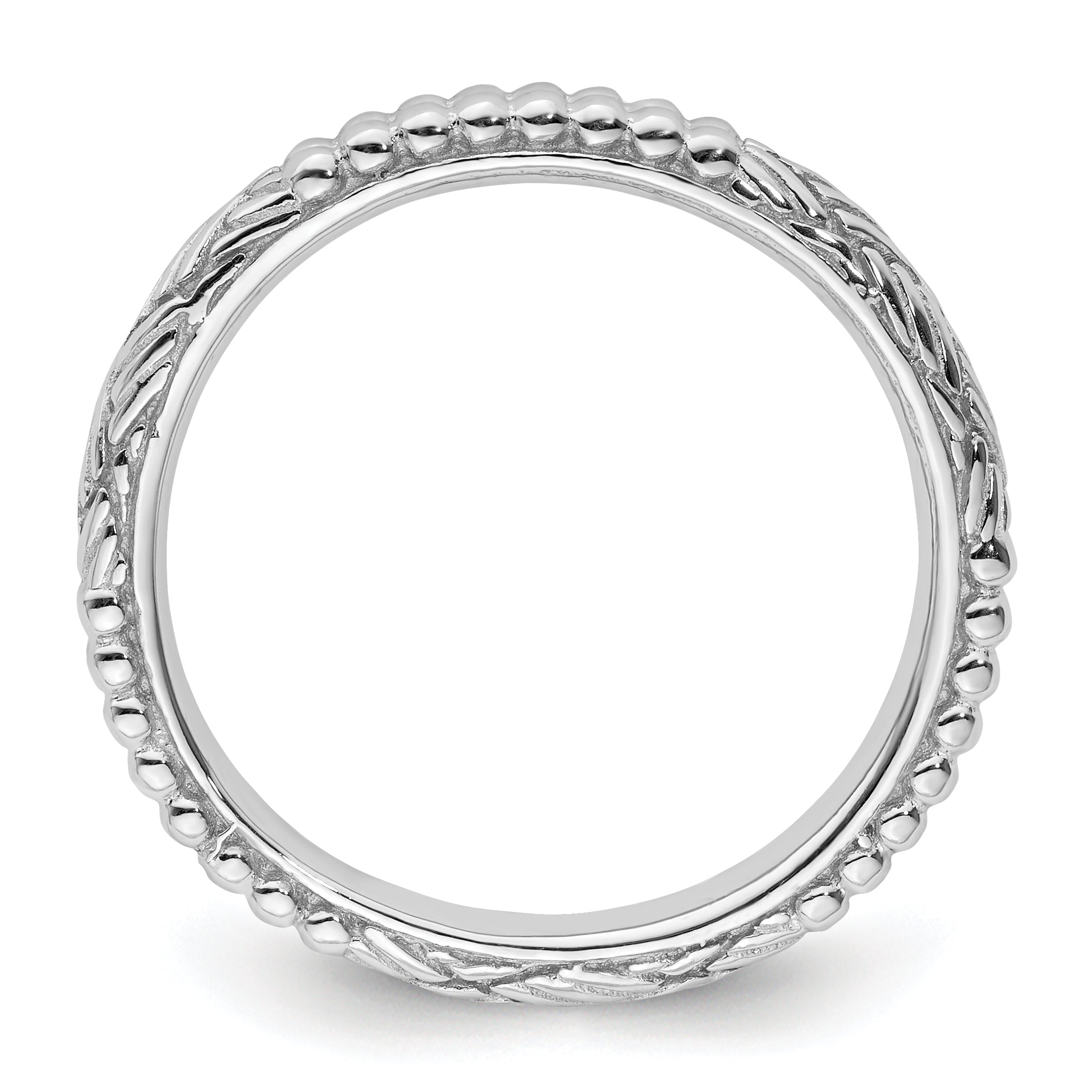 Sterling Silver Stackable Expressions Rhodium-plated Patterned Ring Secondary image