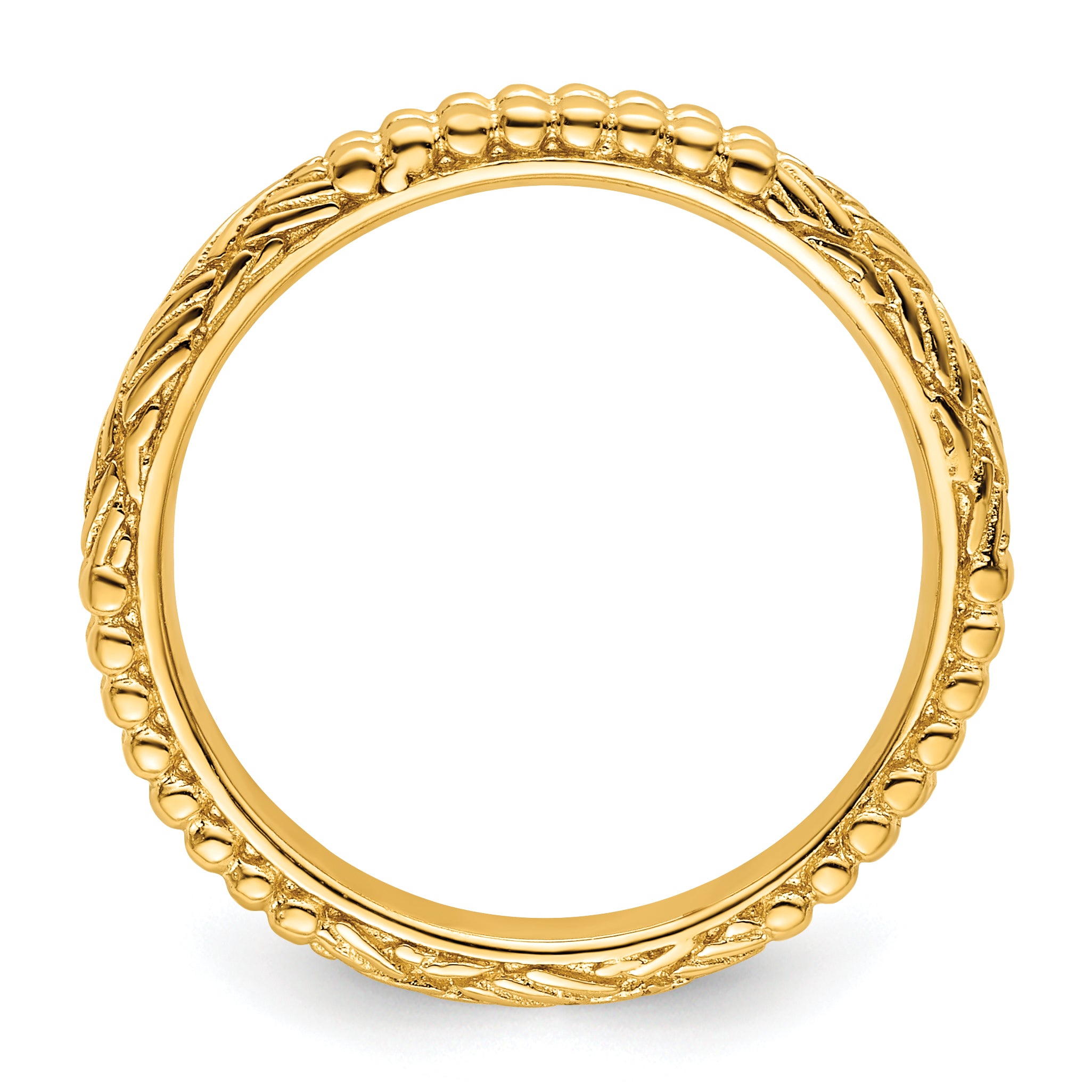 Sterling Silver Stackable Expressions Gold-plated Patterned Ring Secondary image