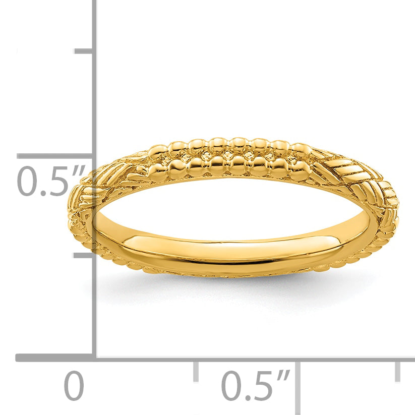 Sterling Silver Stackable Expressions Gold-plated Patterned Ring