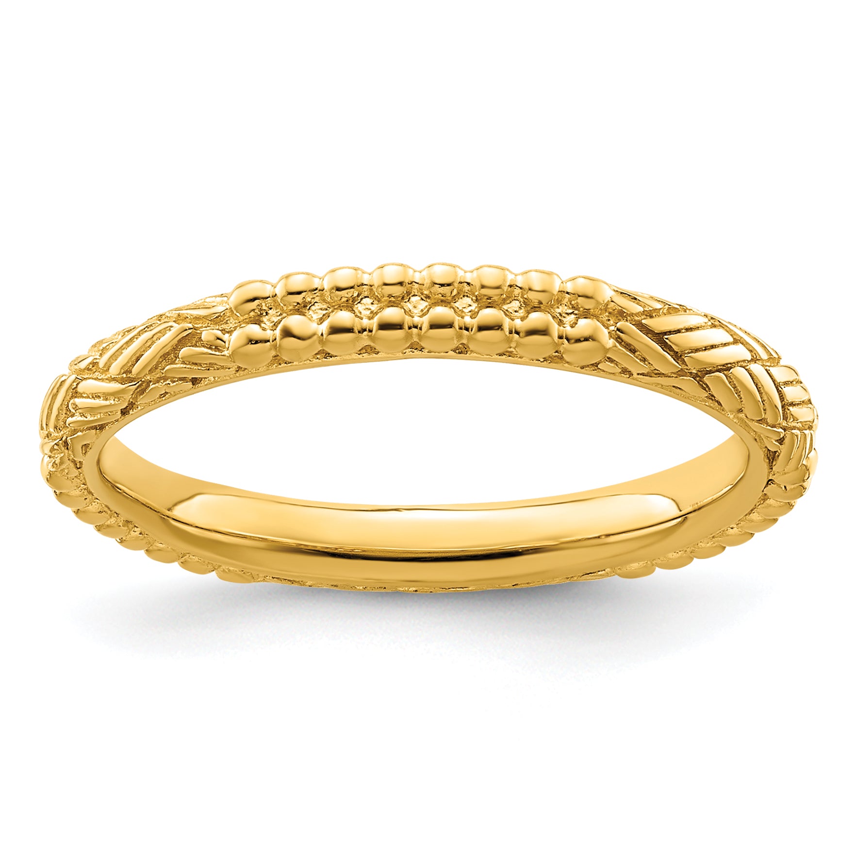 Sterling Silver Stackable Expressions Gold-plated Patterned Ring Main image