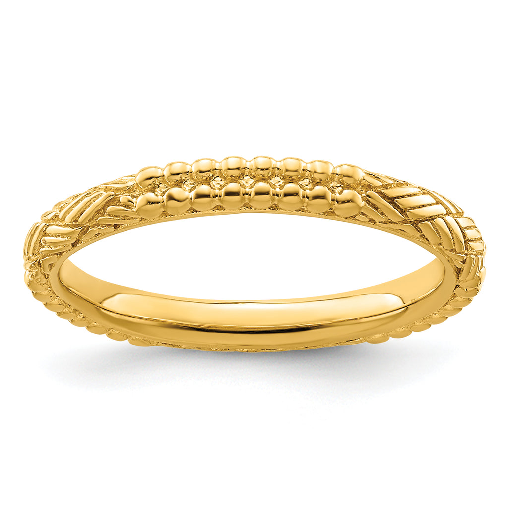 Sterling Silver Stackable Expressions Gold-plated Patterned Ring
