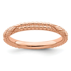 Sterling Silver Stackable Expressions Rose Gold-plated Patterned Ring