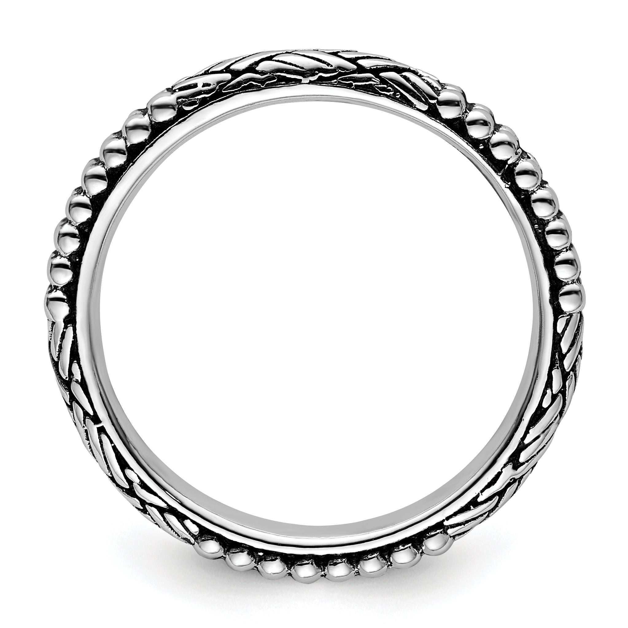 Sterling Silver Stackable Expressions Antiqued Patterned Ring Secondary image