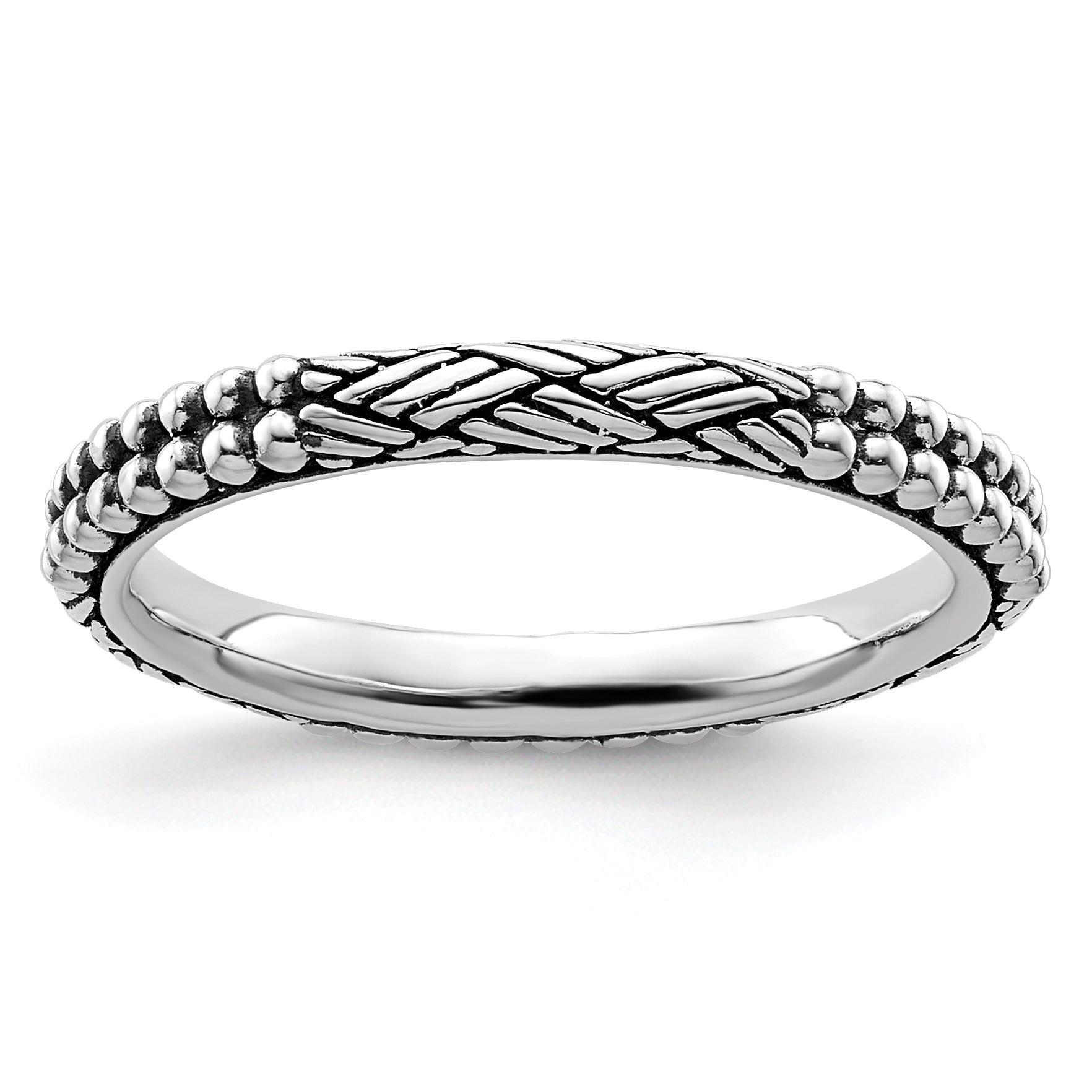Sterling Silver Stackable Expressions Antiqued Patterned Ring Main image