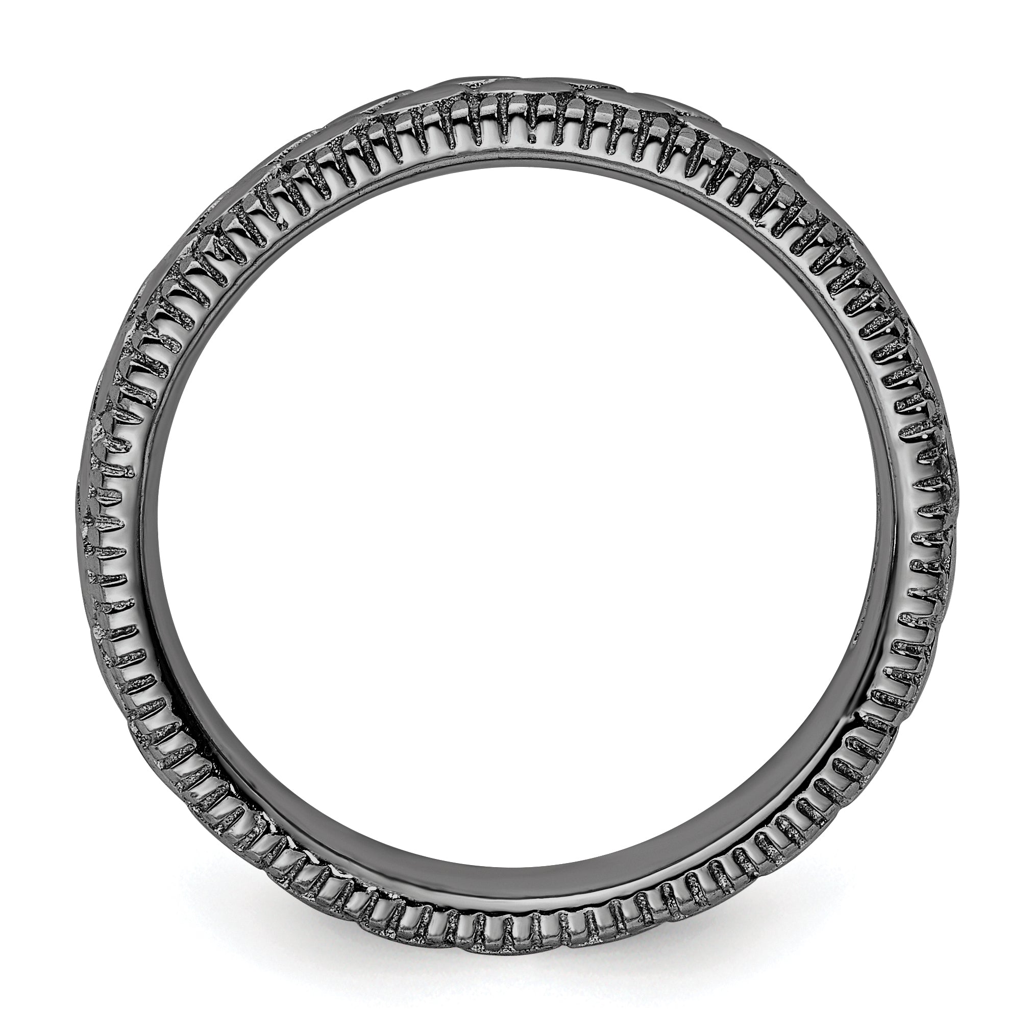 Sterling Silver Stackable Expressions Ruthenium-plated Patterned Ring Secondary image