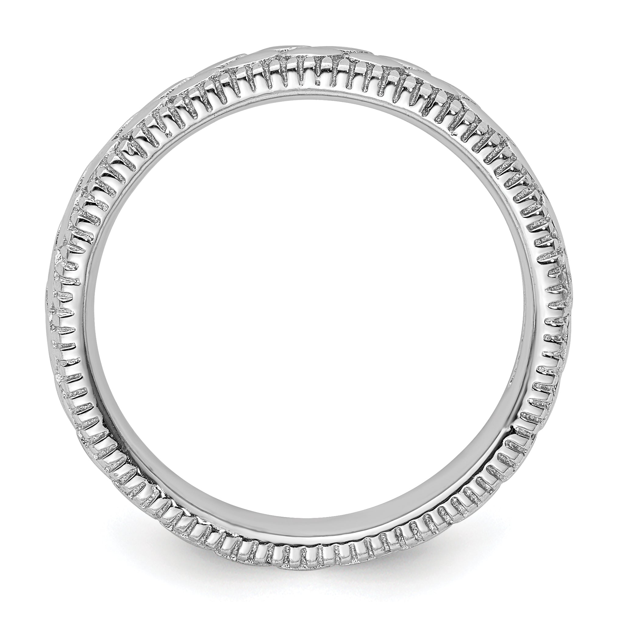 Sterling Silver Stackable Expressions Rhodium-plated Patterned Ring Secondary image