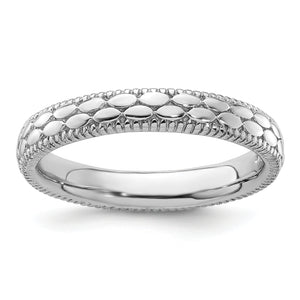 Patterned Stackable Ring in Sterling Silver - Sophia Jewelers