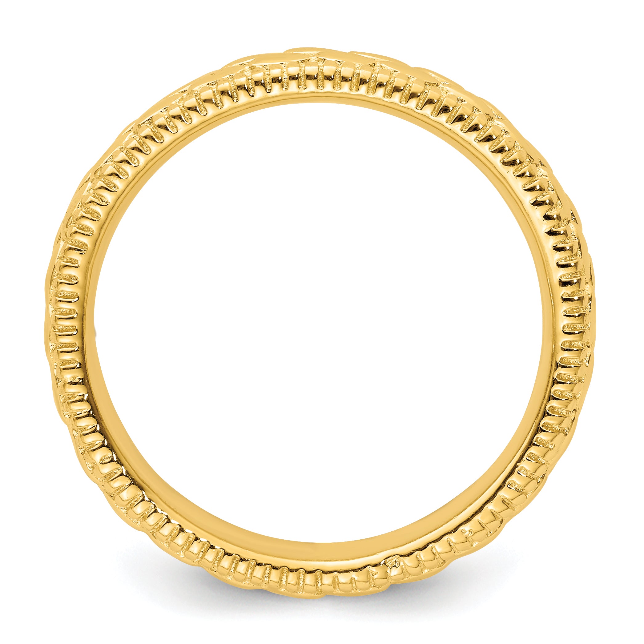 Sterling Silver Stackable Expressions Gold-plated Patterned Ring Secondary image