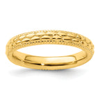 Sterling Silver Stackable Expressions Gold-plated Patterned Ring