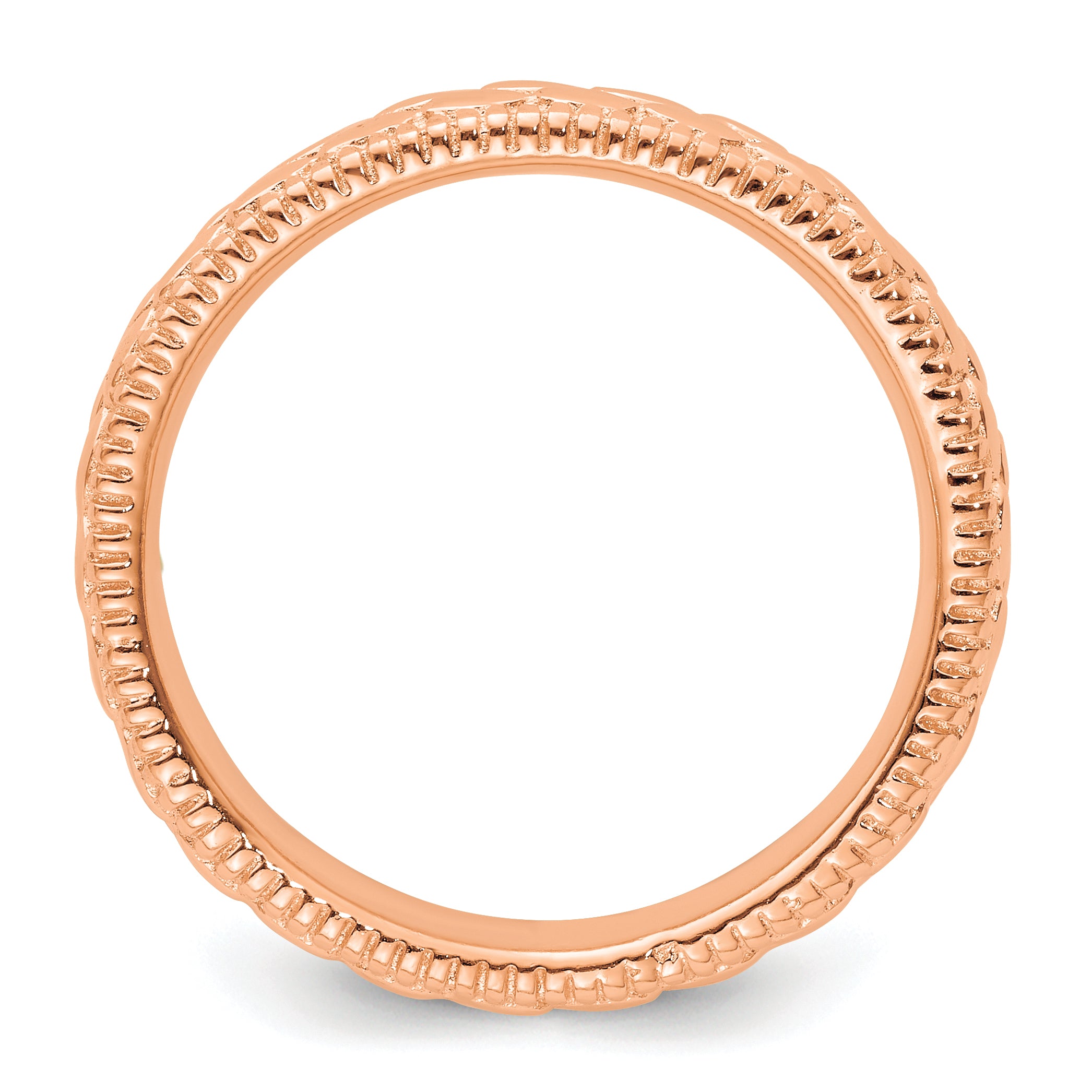 Sterling Silver Stackable Expressions Rose Gold-plated Patterned Ring Secondary image