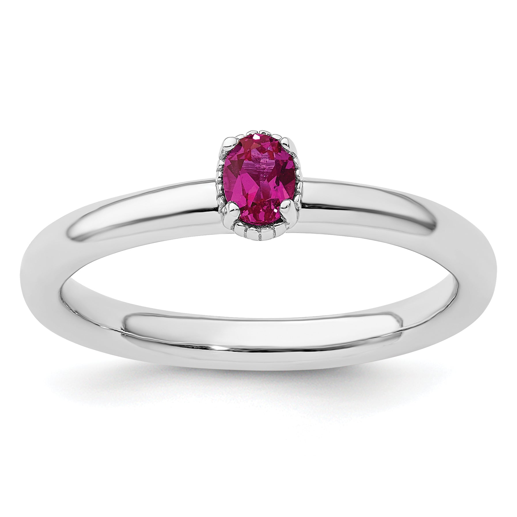 Sterling Silver Stackable Expressions Created Ruby Single Stone Ring Main image