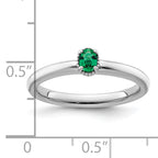 Sterling Silver Stackable Expressions Created Emerald Single Stone Ring