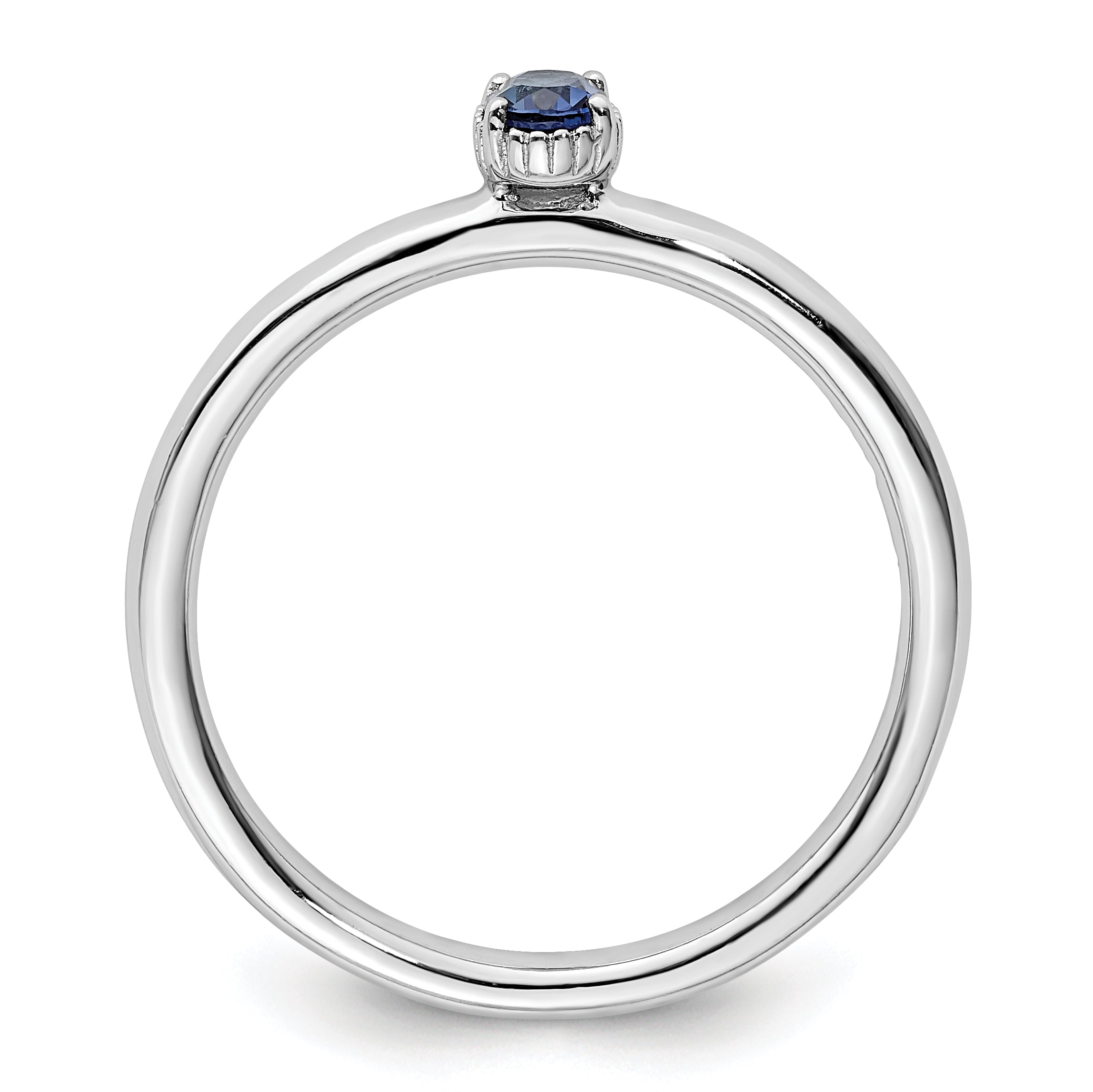 Sterling Silver Stackable Expressions Created Sapphire Single Stone Ring Secondary image