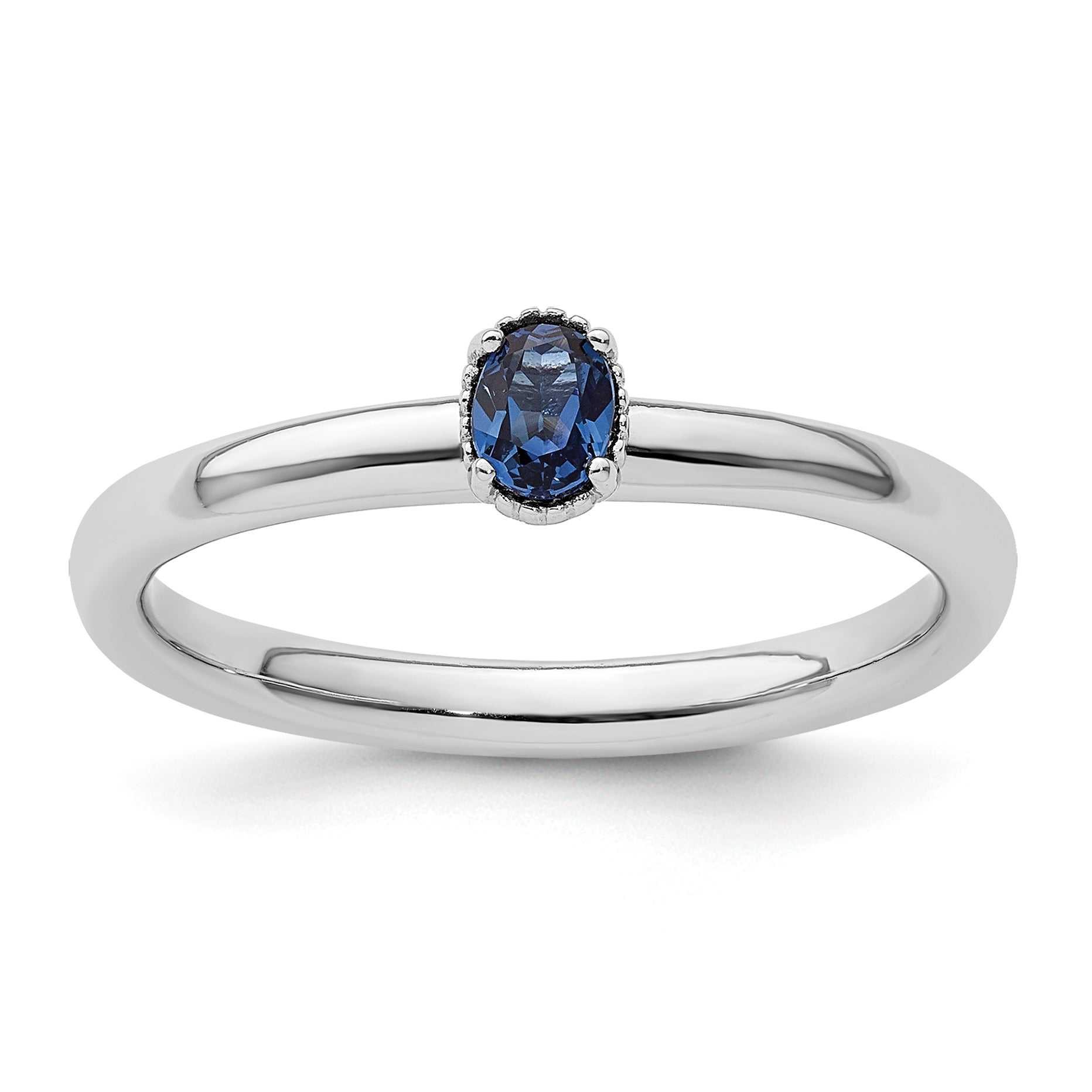 Sterling Silver Stackable Expressions Created Sapphire Single Stone Ring Main image
