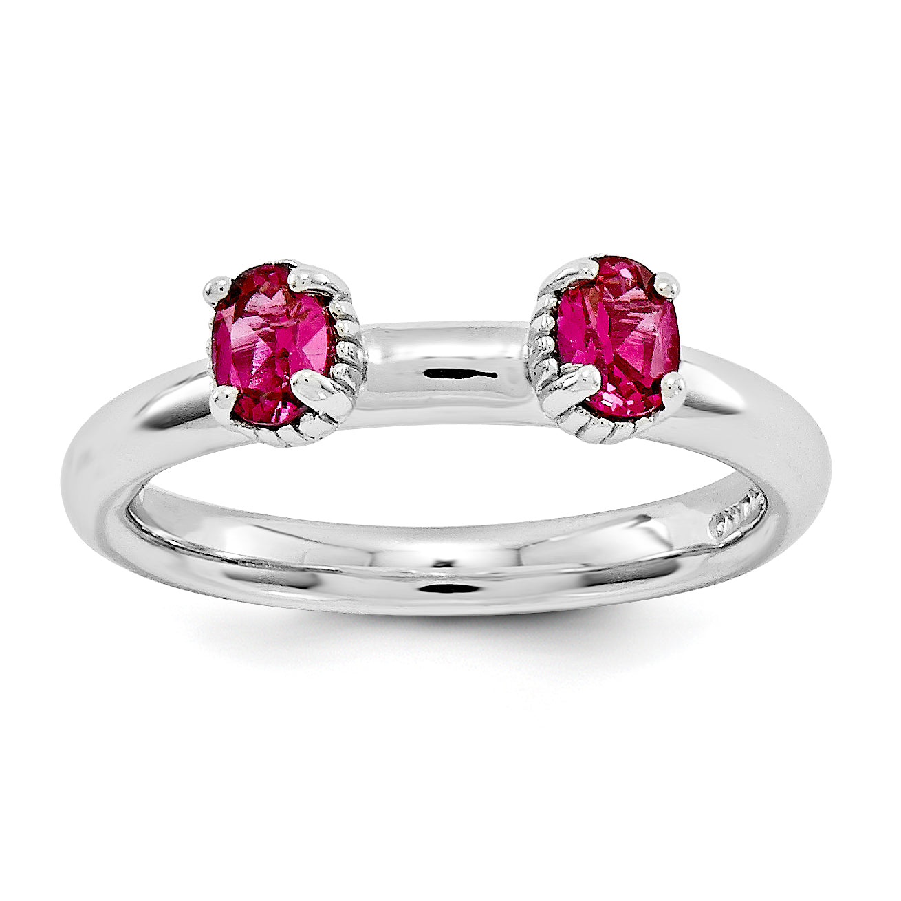 Sterling Silver Stackable Expressions Created Ruby Two Stone Ring Main image