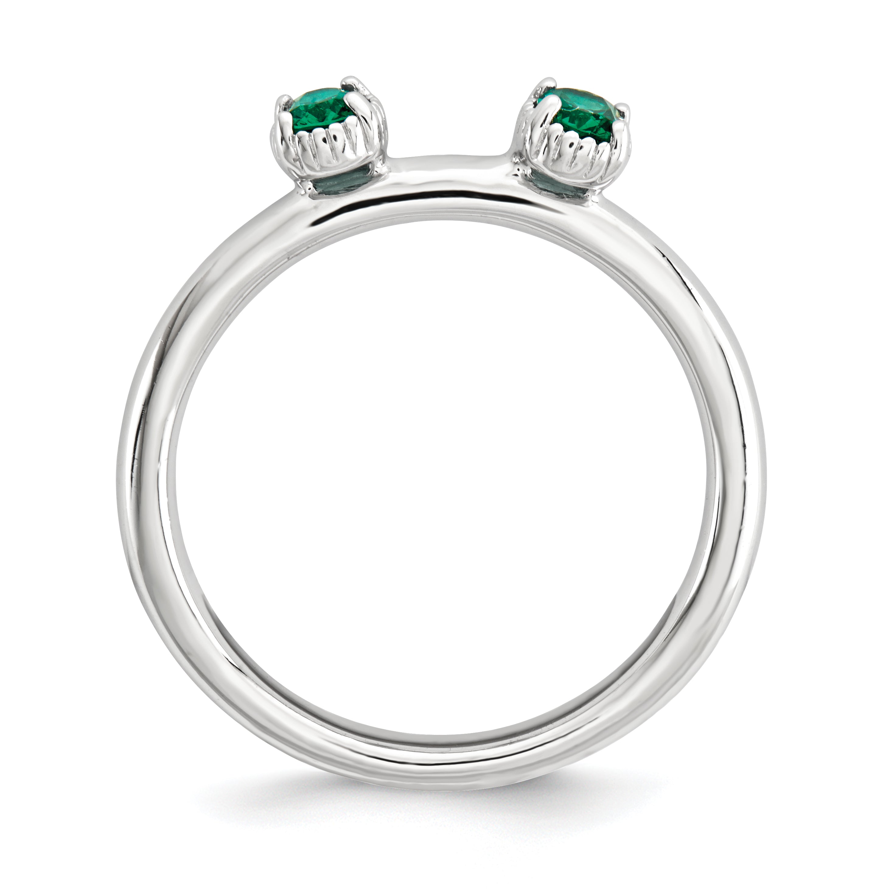 Sterling Silver Stackable Expressions Created Emerald Two Stone Ring Secondary image
