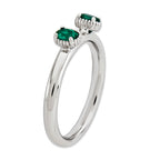 Sterling Silver Stackable Expressions Created Emerald Two Stone Ring