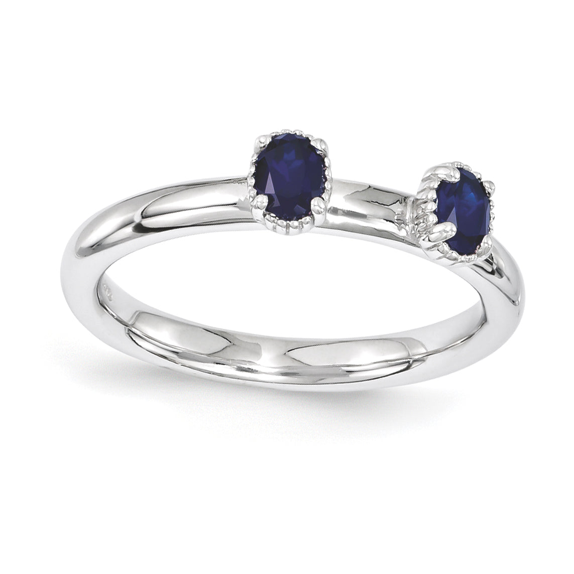 Sterling Silver Stackable Expressions Created Sapphire Two Stone Ring Main image