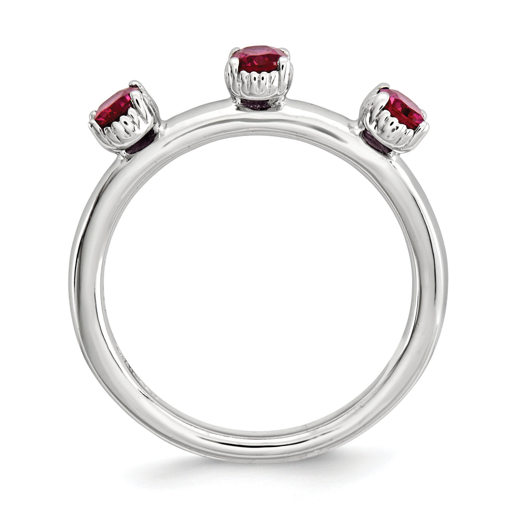 Sterling Silver Stackable Expressions Created Ruby Three Stone Ring