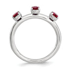 Sterling Silver Stackable Expressions Created Ruby Three Stone Ring