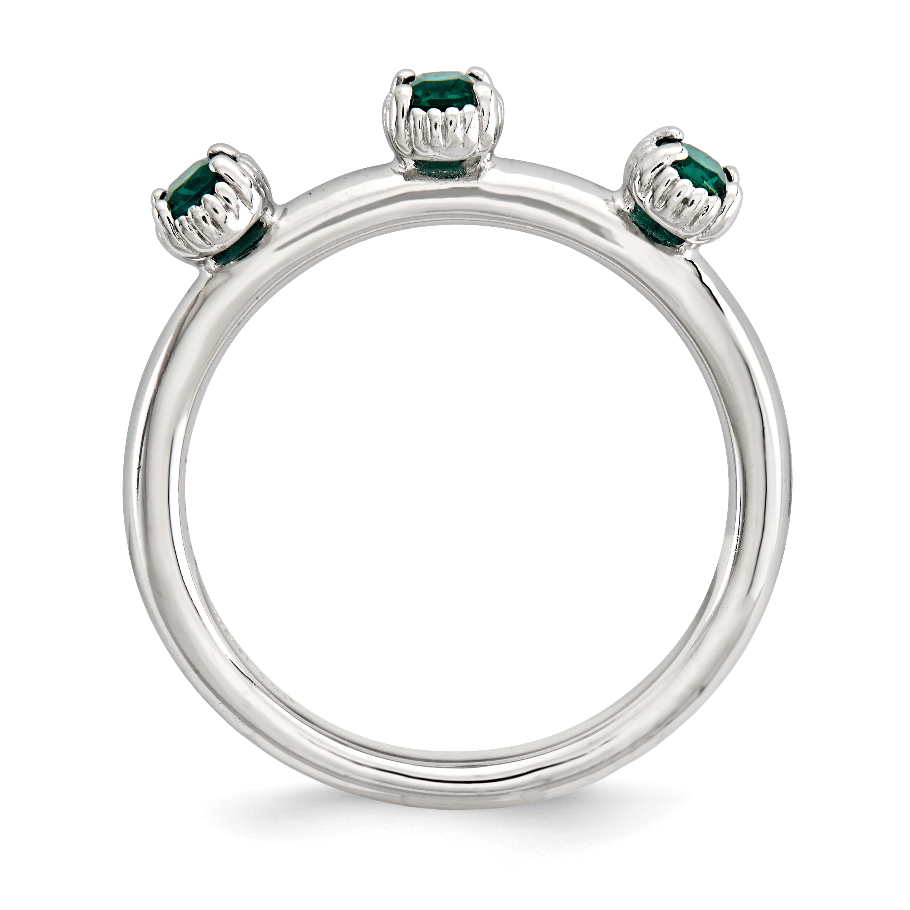 Sterling Silver Stackable Expressions Created Emerald Three Stone Ring Secondary image