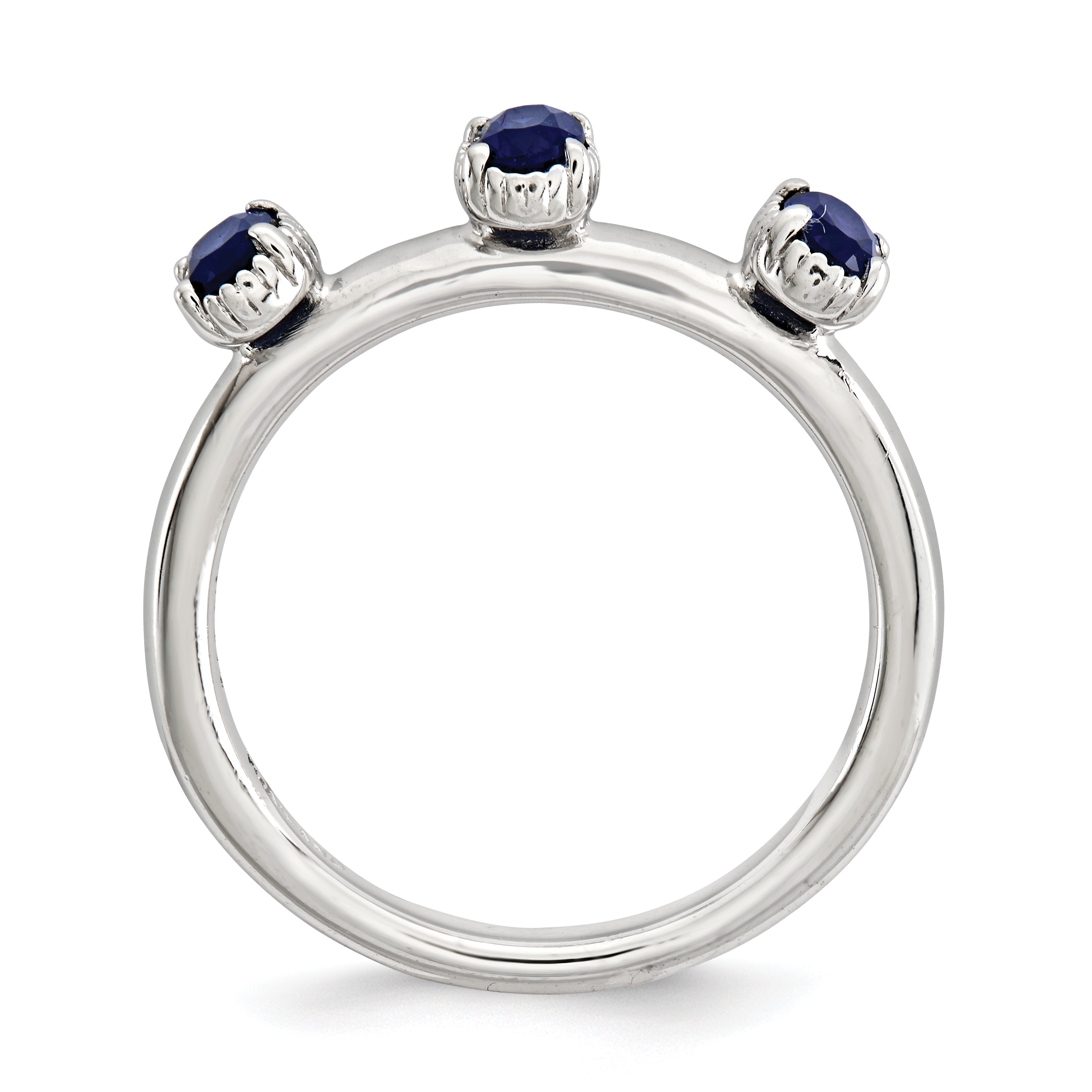Sterling Silver Stackable Expressions Created Sapphire Three Stone Ring Secondary image