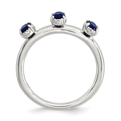 Sterling Silver Stackable Expressions Created Sapphire Three Stone Ring