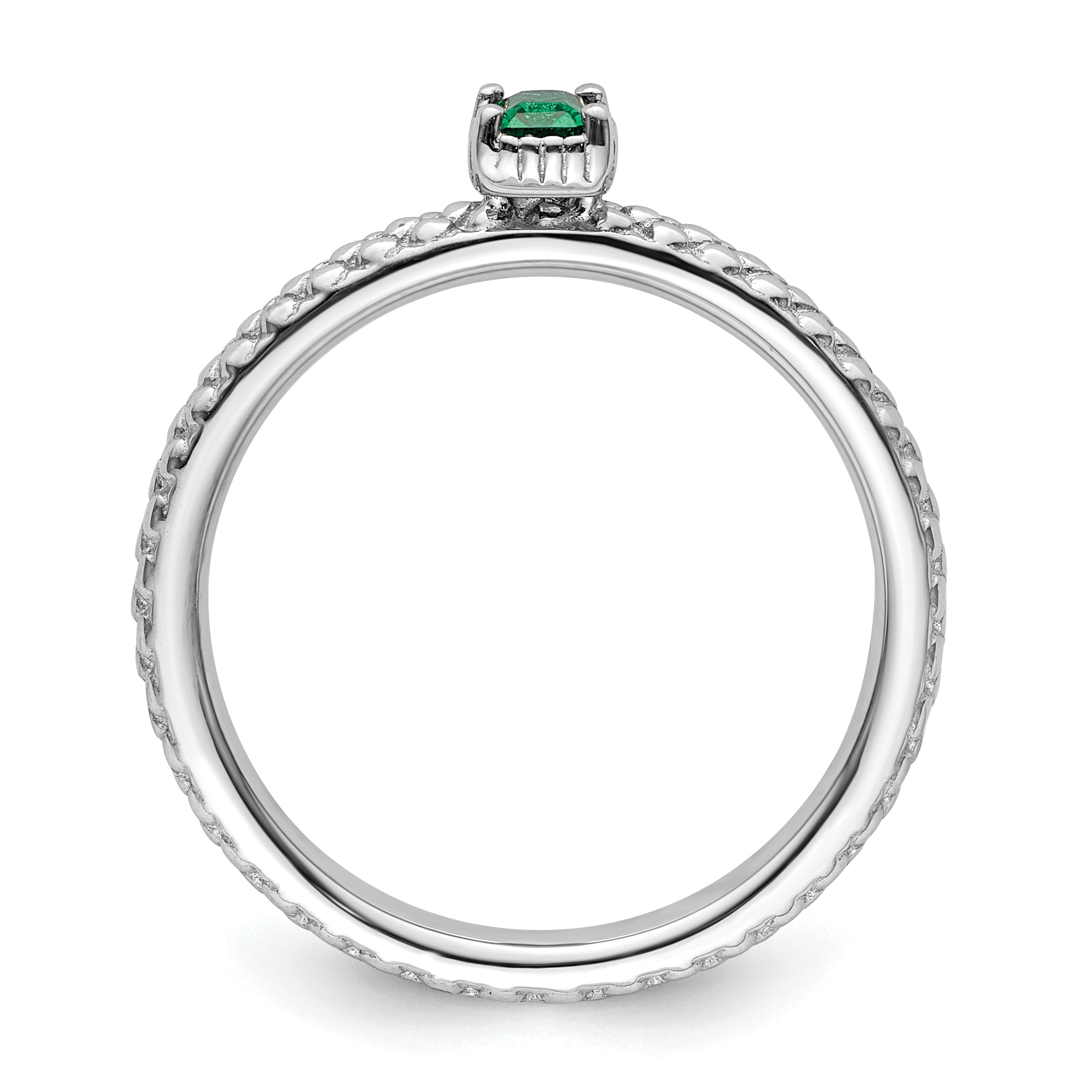 Sterling Silver Stackable Expressions Created Emerald Single Stone Ring Secondary image