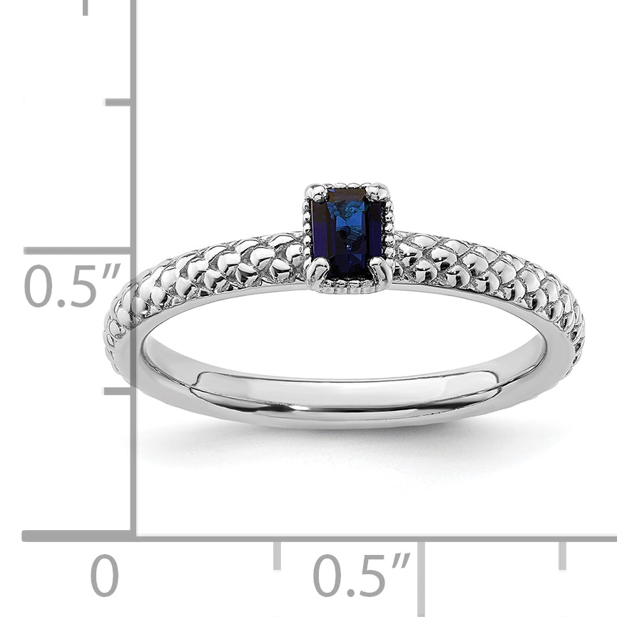 Sterling Silver Stackable Expressions Created Sapphire Single Stone Ring