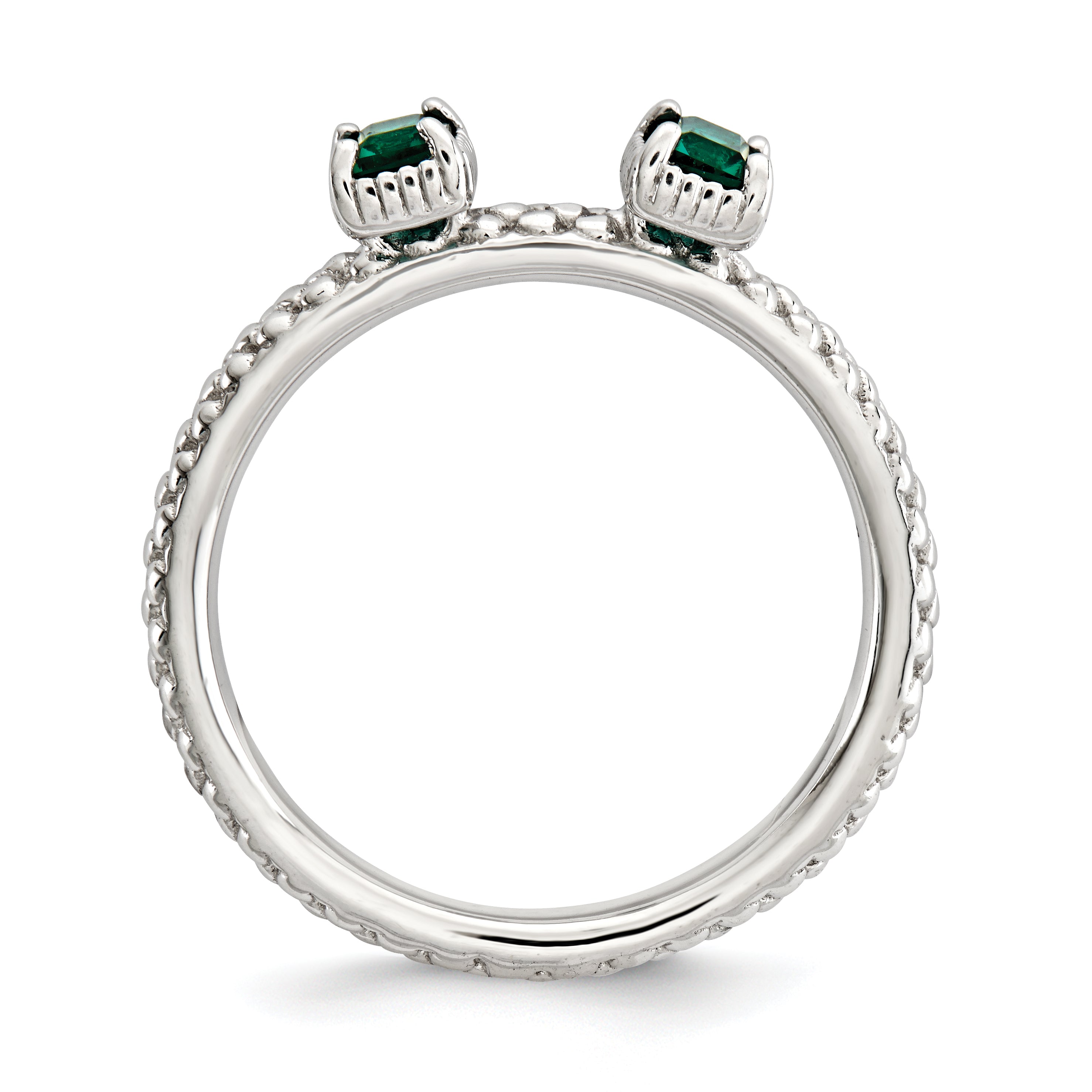 Sterling Silver Stackable Expressions Created Emerald Two Stone Ring Secondary image