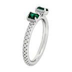 Sterling Silver Stackable Expressions Created Emerald Two Stone Ring