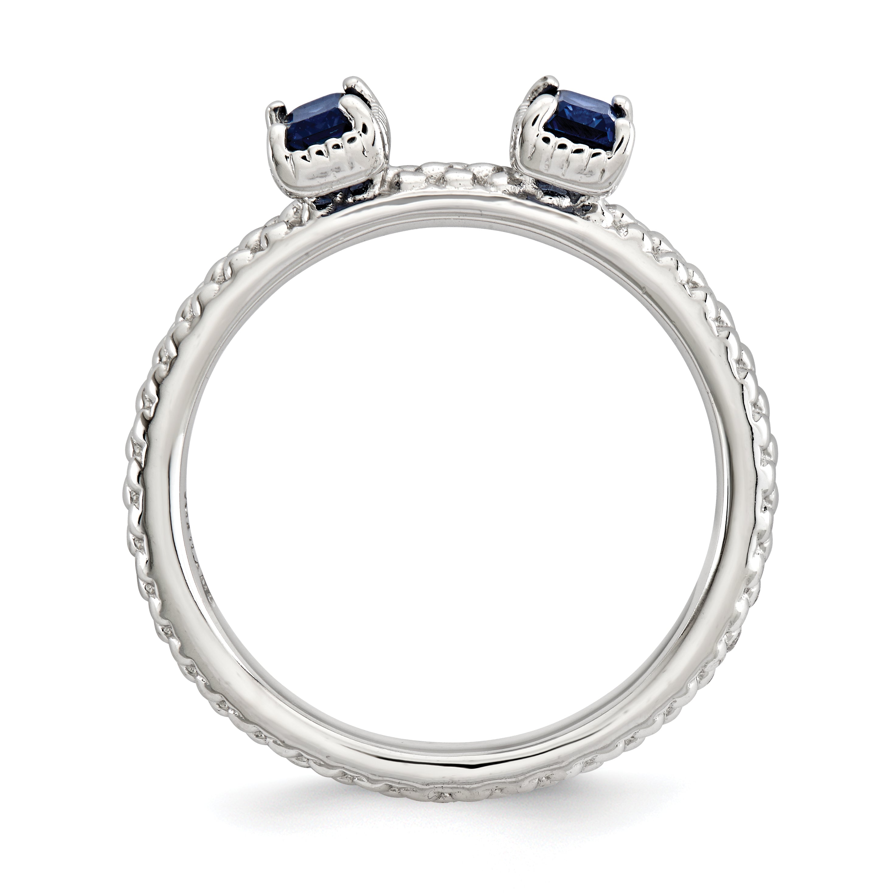 Sterling Silver Stackable Expressions Created Sapphire Two Stone Ring Secondary image