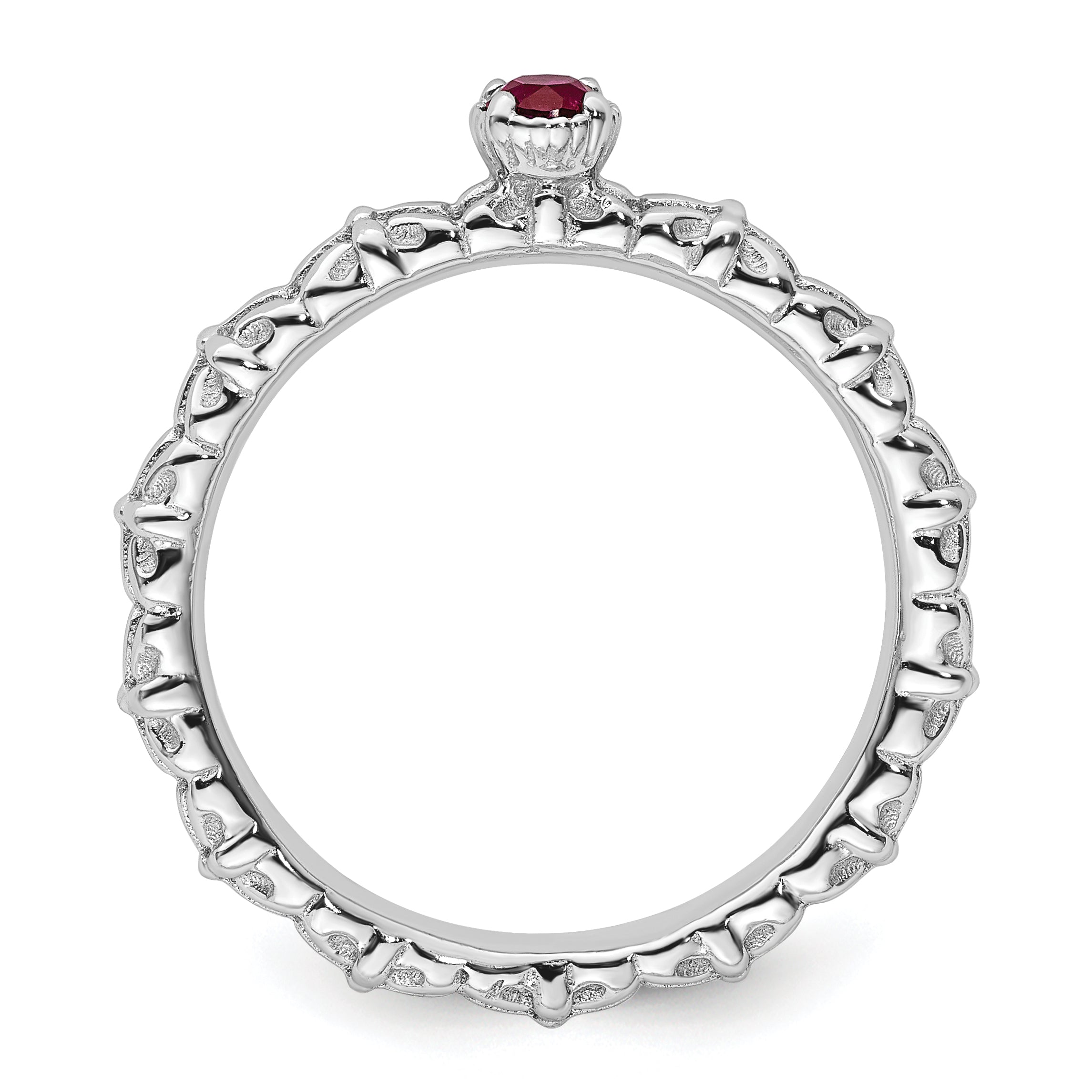 Sterling Silver Stackable Expressions Created Ruby Single Stone Ring Secondary image