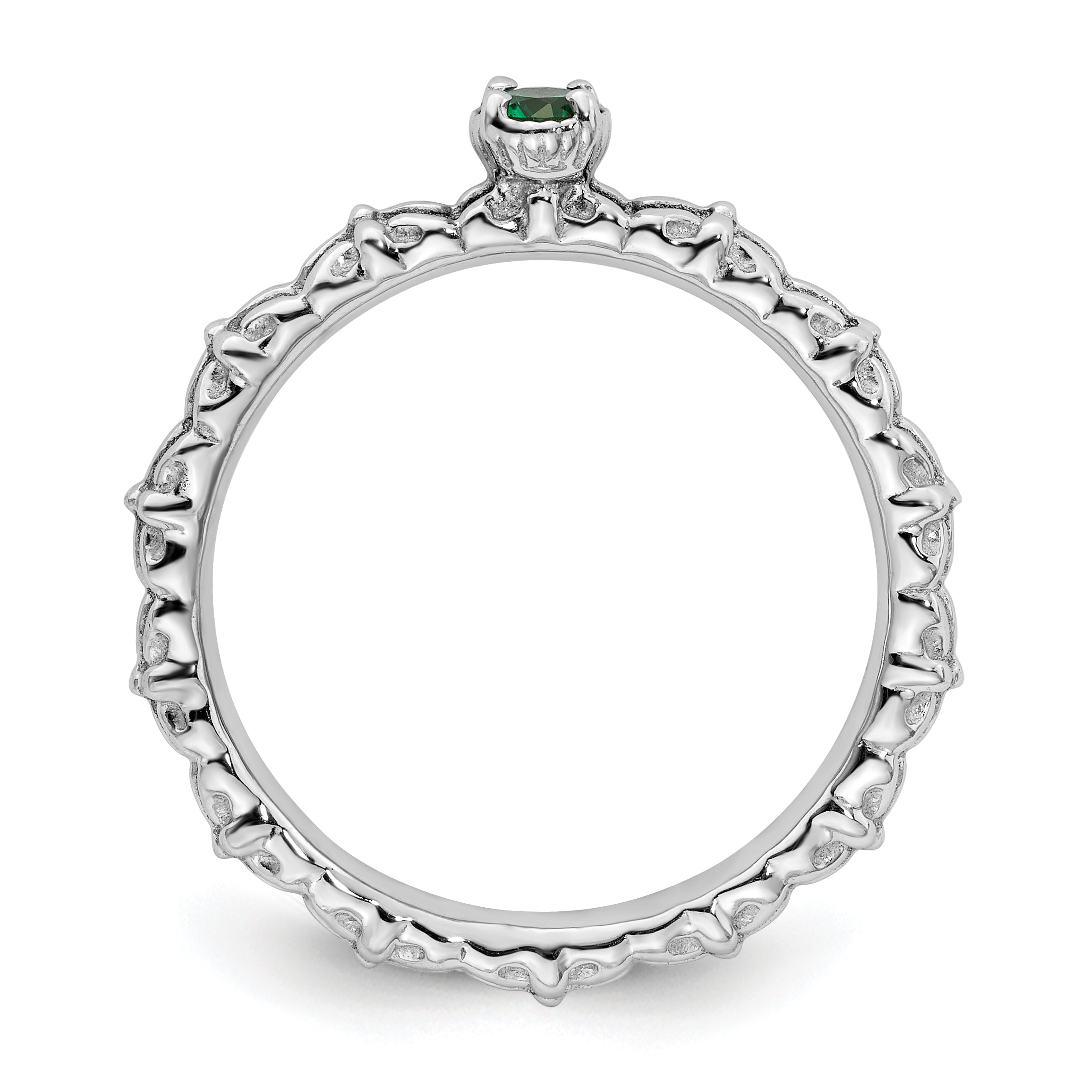 Sterling Silver Stackable Expressions Created Emerald Single Stone Ring Secondary image