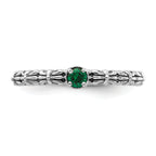 Sterling Silver Stackable Expressions Created Emerald Single Stone Ring