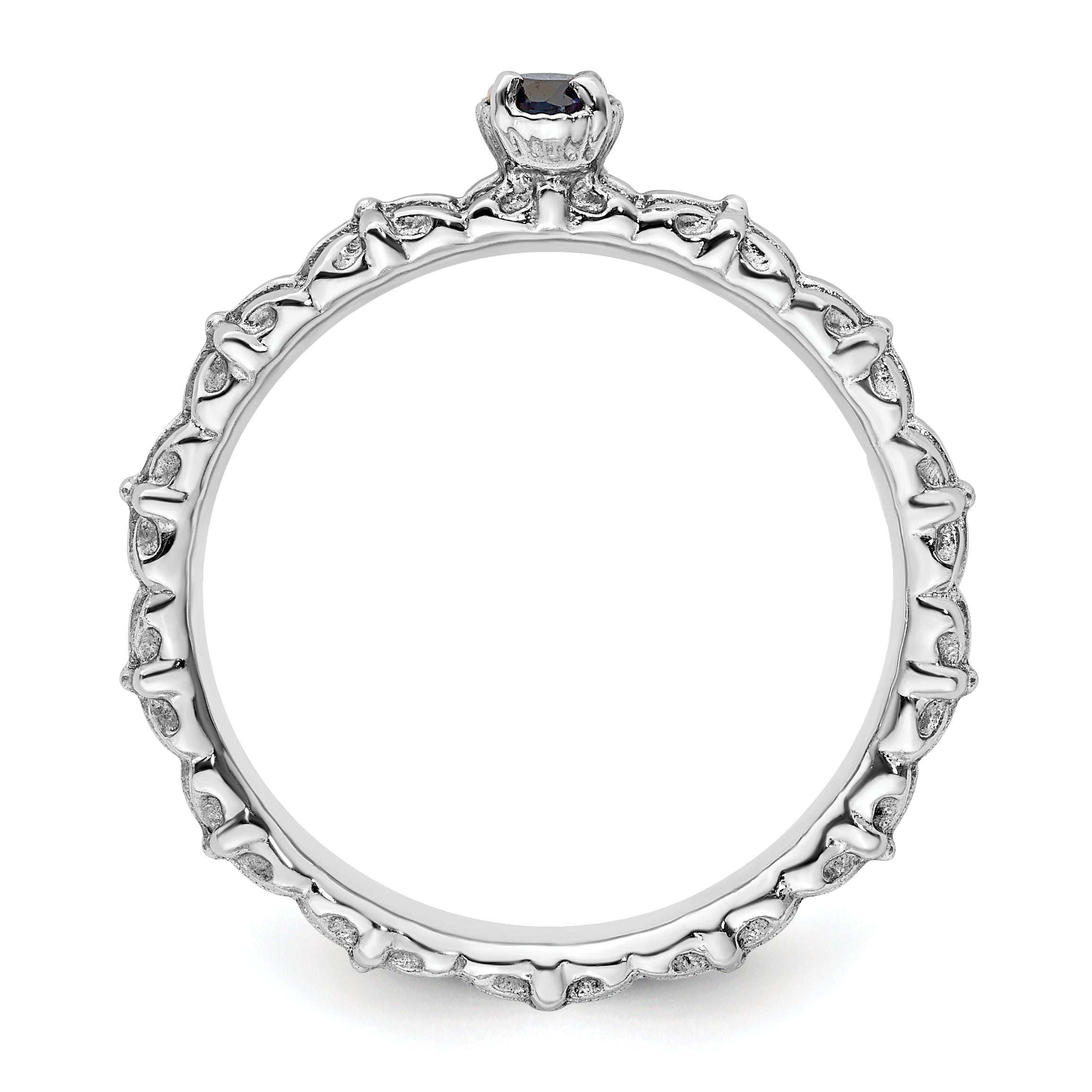 Sterling Silver Stackable Expressions Created Sapphire Single Stone Ring