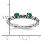 Sterling Silver Stackable Expressions Created Emerald Two Stone Ring