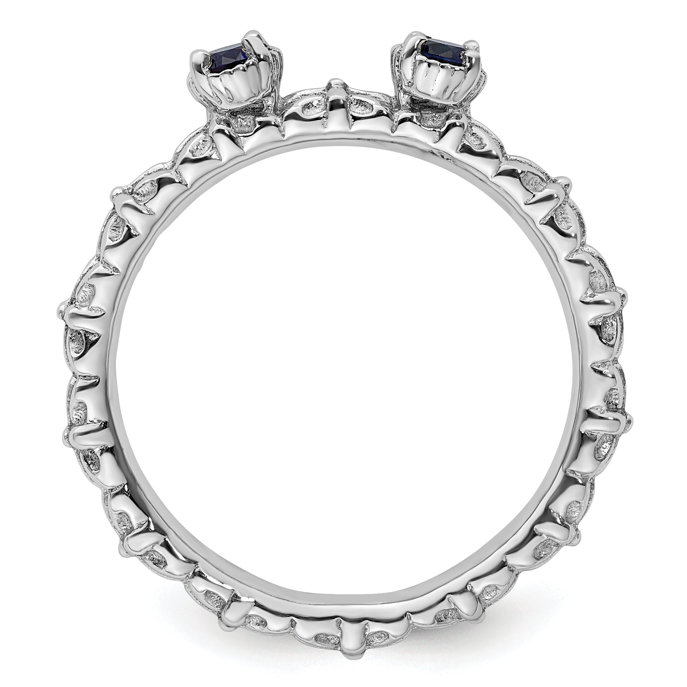 Sterling Silver Stackable Expressions Created Sapphire Two Stone Ring Secondary image