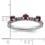Sterling Silver Stackable Expressions Created Ruby Three Stone Ring