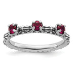 Sterling Silver Stackable Expressions Created Ruby Three Stone Ring