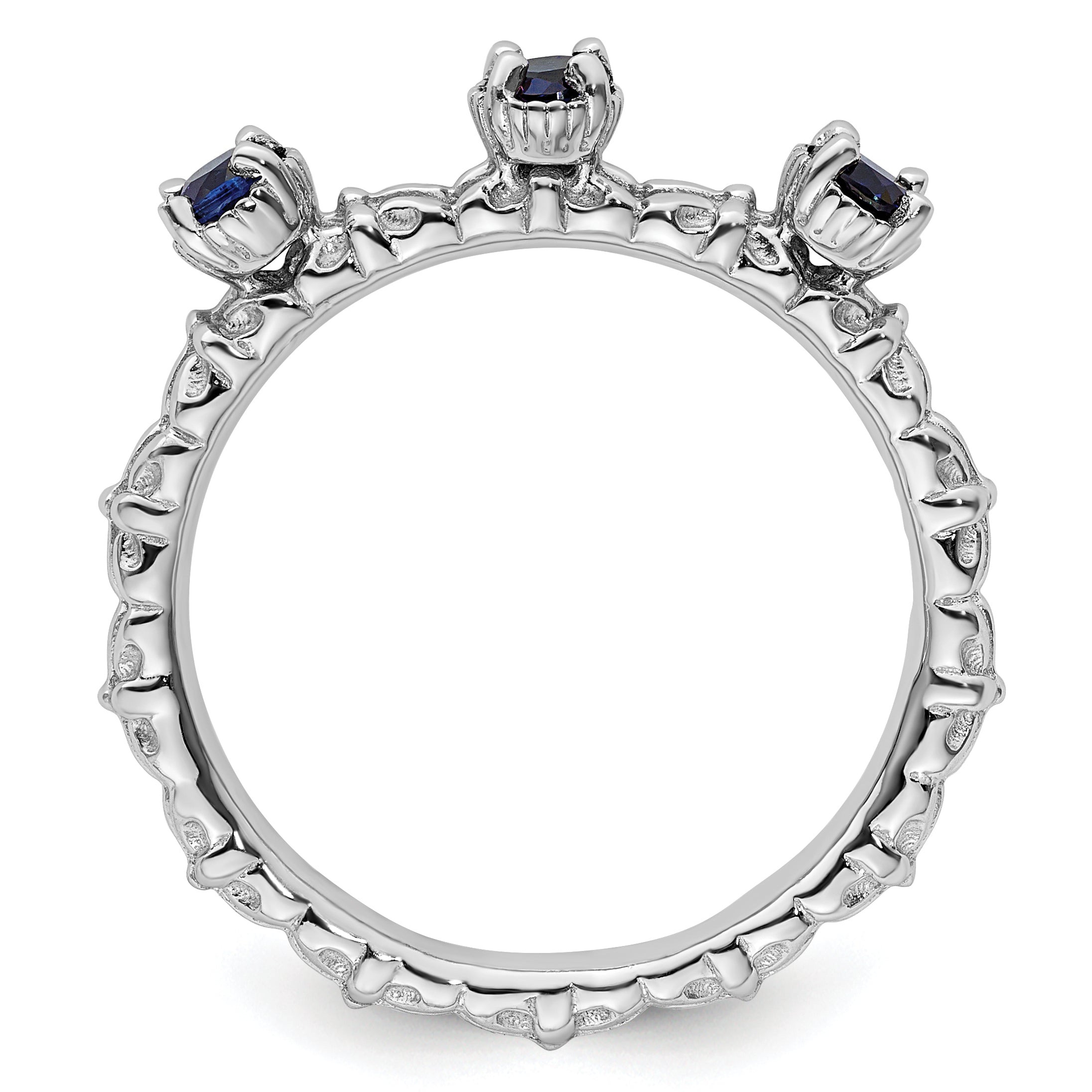 Sterling Silver Stackable Expressions Created Sapphire Three Stone Ring Secondary image